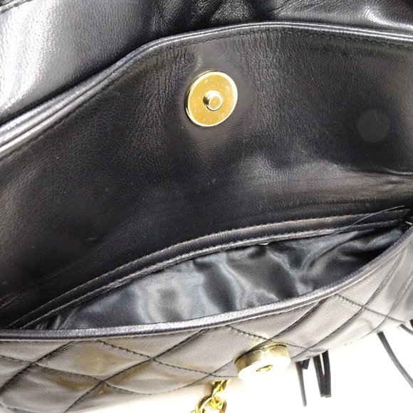 Chanel Chain Shoulder Bag Crossbody Lambskin Black - Picture 8 of 8